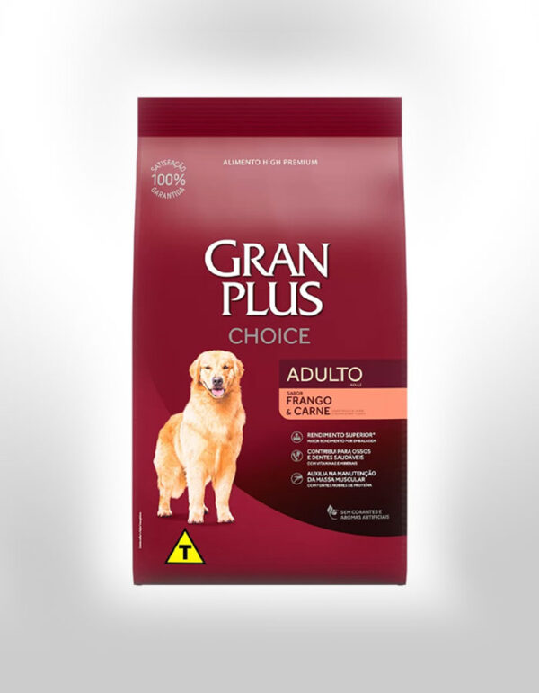 RAÇÃO GRANPLUS CHOICE CÃO ADULTO FRANGO E CARNE - 15KG