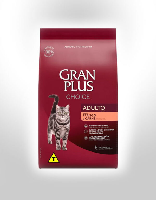 RAÇÃO GRANPLUS CHOICE GATO ADULTO FRANGO E CARNE - 10,1KG