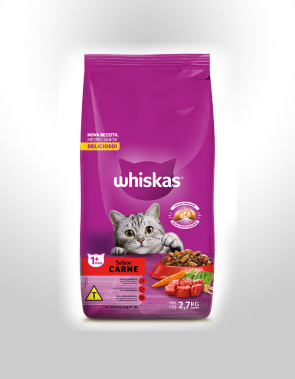 RAÇÃO WHISKAS CARNE GATOS ADULTOS CASTRADOS 10,1KG