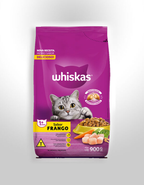 RAÇÃO WHISKAS FRANGO GATOS ADULTOS - 900G